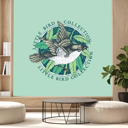 Sticker Retro-Logo mit Vogel