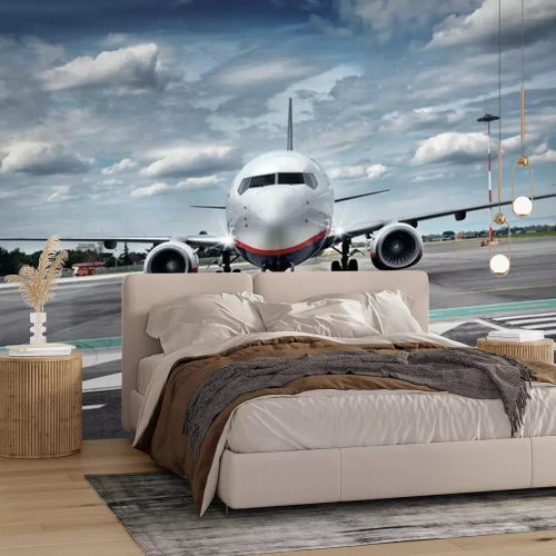 Fototapete Ein Passagierflugzeug auf dem Rollfeld