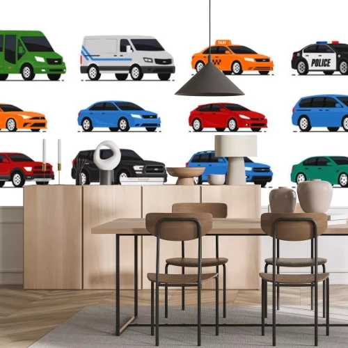 Sticker Bunte Autos verschiedener Typen moderne Grafiken