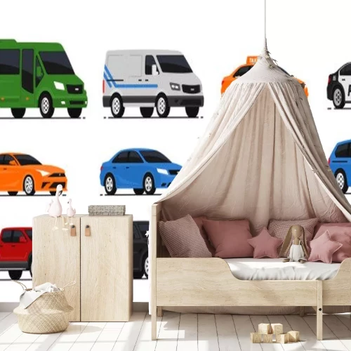 Sticker Bunte Autos verschiedener Typen moderne Grafiken