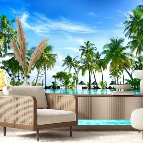 Fototapete Palmen am Pool