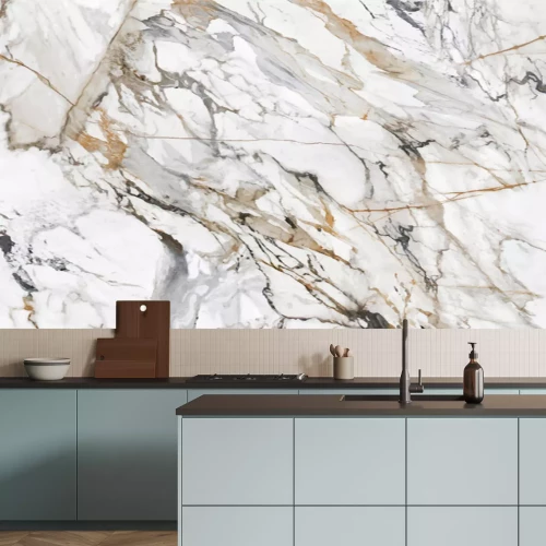 Fototapete White Cracked Marble rock stone marble texture wallpaper background