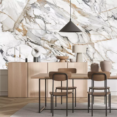 Sticker White Cracked Marble rock stone marble texture wallpaper background