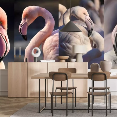 Sticker Porträt von flamingos in vier versionen