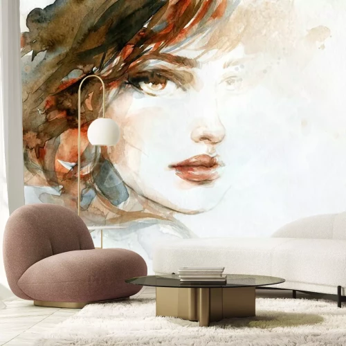 Fototapete Beautiful woman. fashion illustration. watercolor painting