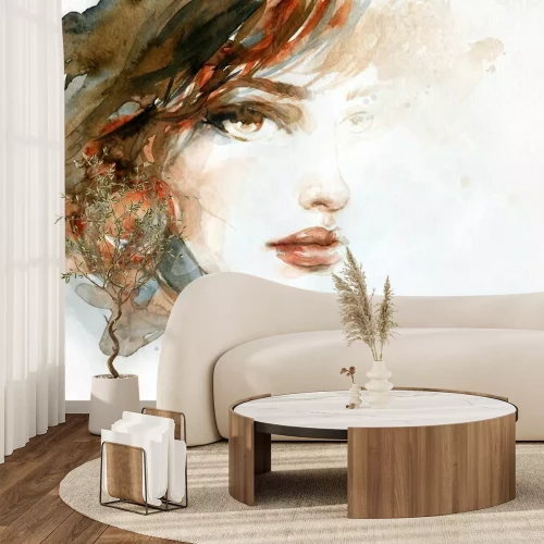 Sticker Beautiful woman. fashion illustration. watercolor painting