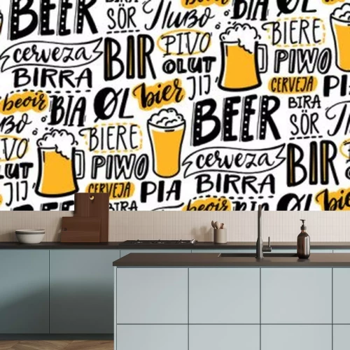 Sticker Grafik mit Aufschrift Bier verschiedene Sprachen