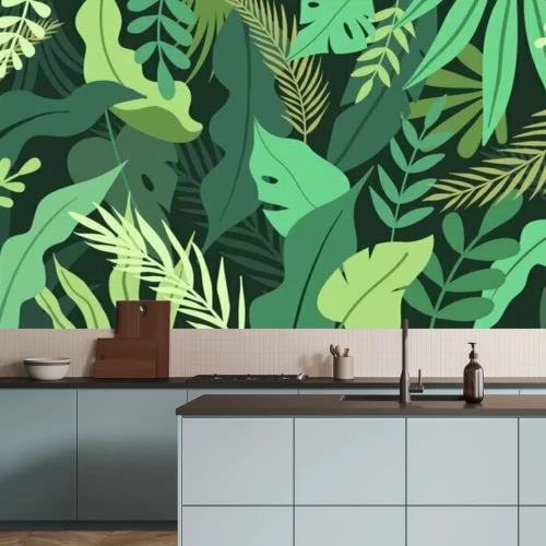 Fototapete Grafische Grünpflanzen