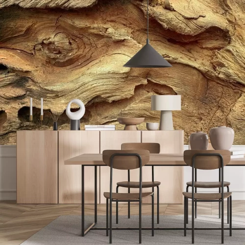 Fototapete Holz 3D mit abstrakten Rillen