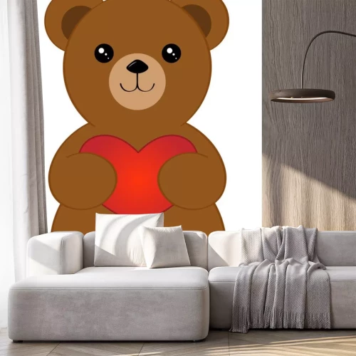 Sticker Bärchen mit einem roten Herzen