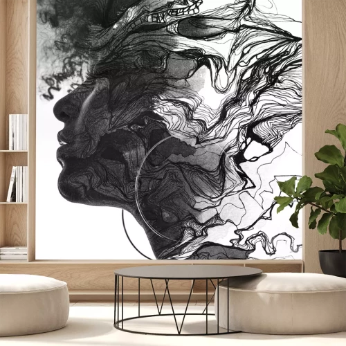 Sticker Schwarz-weißes Porträt einer Frau