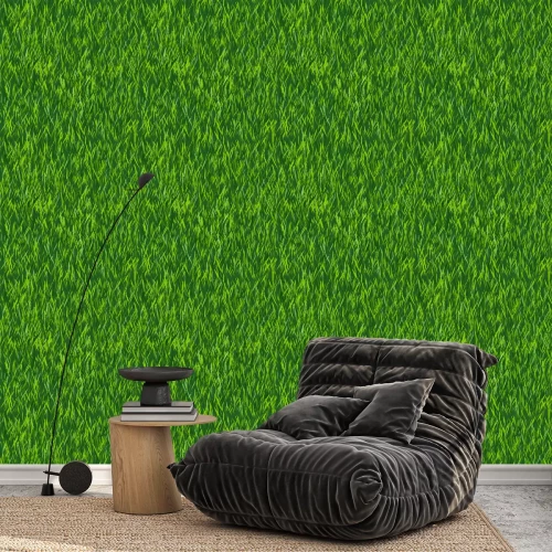 Tapete Realistisches Gras in einer intensiven grünen Farbe