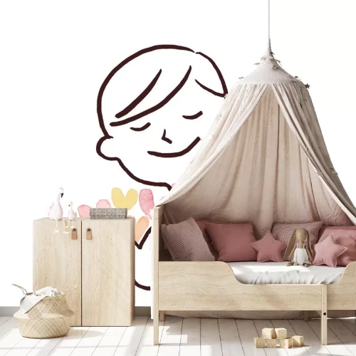 Sticker Illustration of a woman holding many hearts