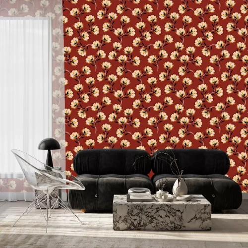 Tapete Floral bouquet vector pattern with blooming retro flowers seamless pattern in vector EPS10 ,Design for fashion ,fabric,web,wallpaper,wrapping