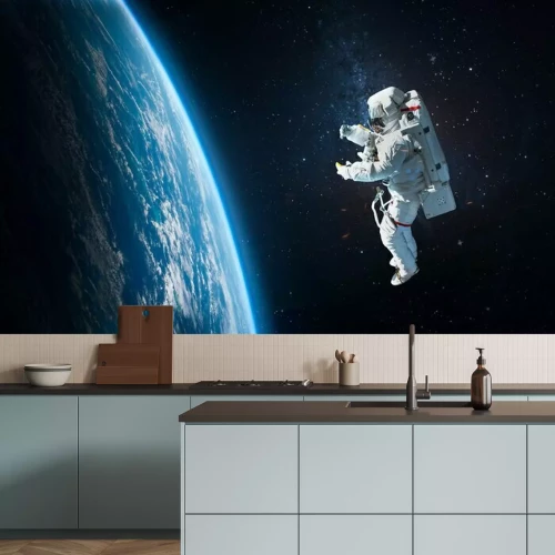 Fototapete Astronaut Weltraum blaue Erdkugel