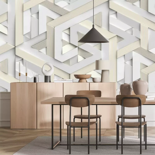 Fototapete Weißes geometrisches 3D-Muster