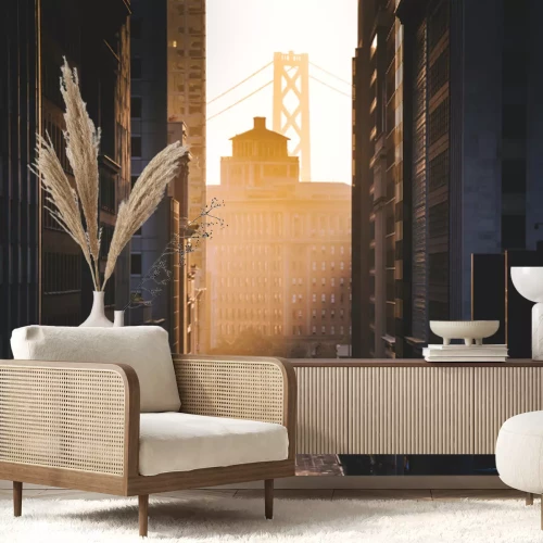 Fototapete California Street bei Sonnenuntergang