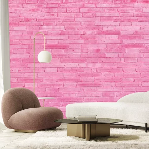 Fototapete Backsteinmauer in rosa Farben