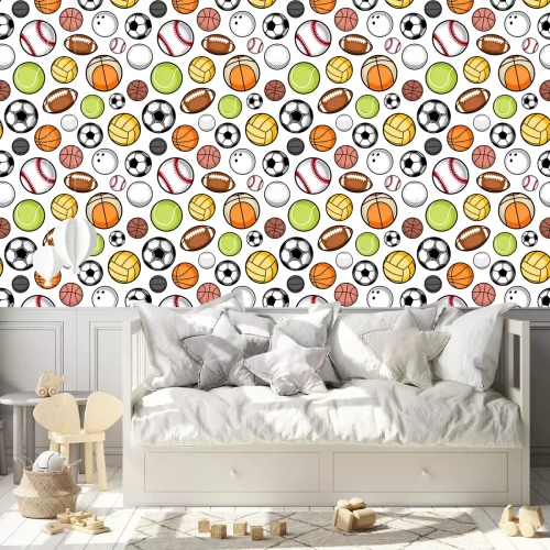 Tapete Vector colorful sport balls seamless pattern or background