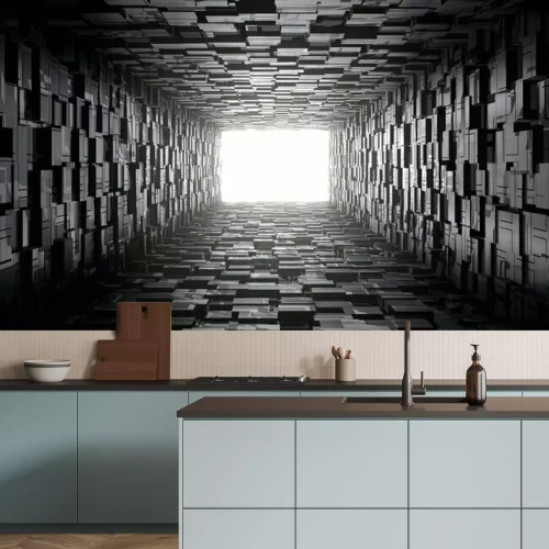 Fototapete Tunnel 3D effekt schwarz