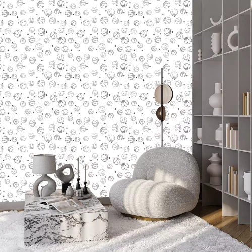 Tapete Black Basketball ball icon isolated seamless pattern on white background. Sport symbol. Vector Illustration