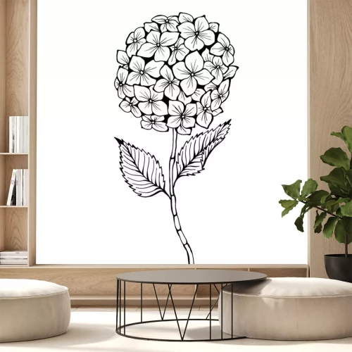 Sticker Schwarz-weiße Blüten an einem einzigen Stiel