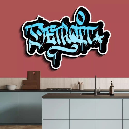 Sticker Detroit Michigan Usa Hand Lettering Graffiti Tag Style Sticker Design.