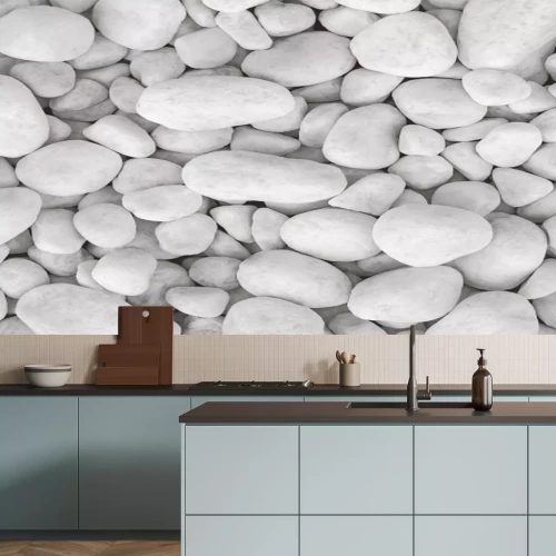 Fototapete Strand mit weißen Steinen