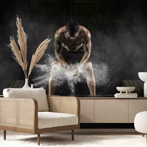 Fototapete Mann bereitet sich auf das Training vor