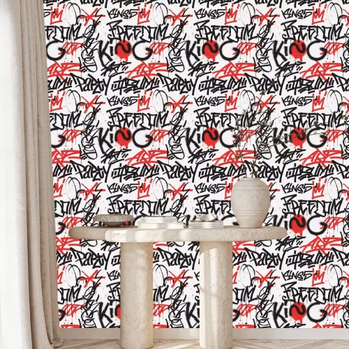 Tapete Graffiti-Inschriften mit Rot