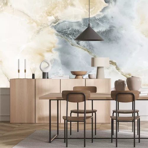 Fototapete Polished onyx marble with high-resolution, emperador marble, natural breccia stone agate surface, modern Italian marble for interior-exterior home decoration tile and ceramic tile surface, wallpaper.