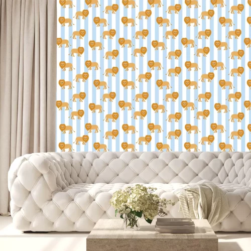 Tapete Löwen auf gestreiftem Hintergrund