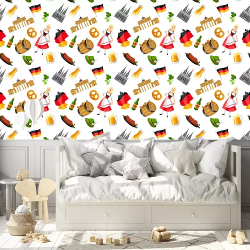 Tapete German seamless pattern. Germany national traditional symbols.