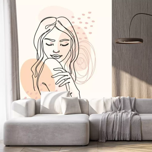 Fototapete Mädchengesicht mit durchgehender Linie