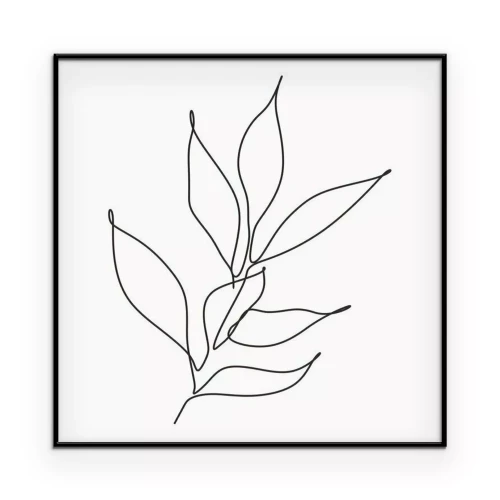 Poster Schwarze Blattumrisse auf weißem Hintergrund