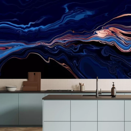 Fototapete Blauer flüßiger Marmor wie Fluss