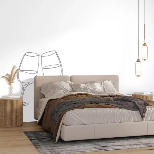 Sticker Zwei Weingläser Grafik mit einer einzigen Linie