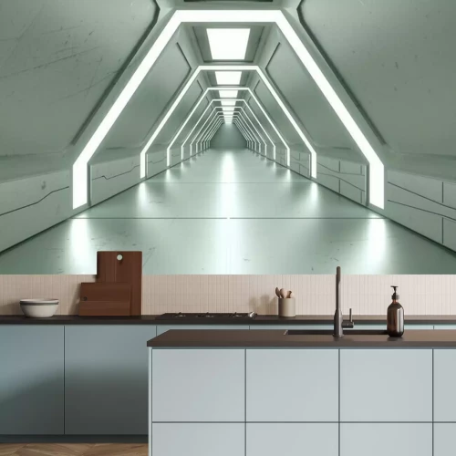 Fototapete Futuristischer dreidimensionaler Tunnel