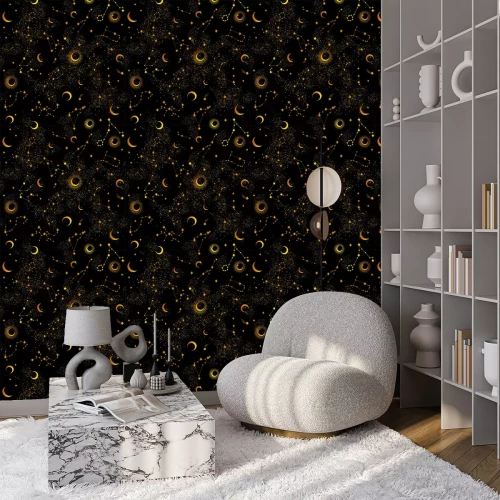 Tapete Space Galaxy constellation seamless pattern print could be used for textile, zodiac star yoga mat, phone case