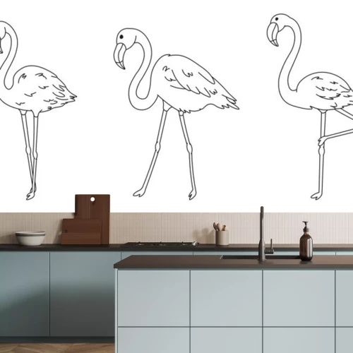 Sticker Drei Flamingos zum Ausmalen