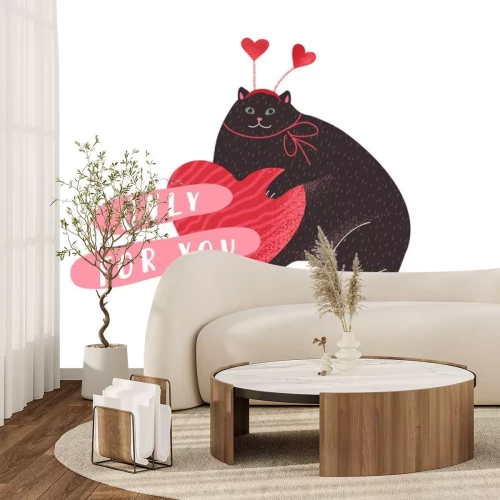Sticker Lustiges Kätzchen mit Herz