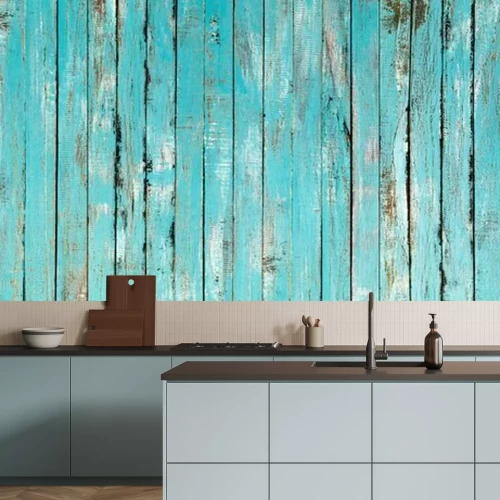 Fototapete Schmutziger türkisfarbener Zaun