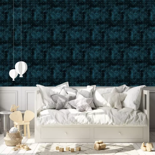 Tapete Dunkelblaues Muster Velvet-Imitation