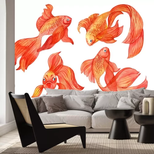 Sticker Dekorative Schleierfische in orangefarbenen Tönen