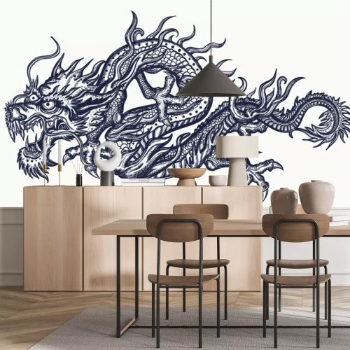 Sticker Сhinese dragon tattoo. Traditional asian style. China. Ancient mythology and culture