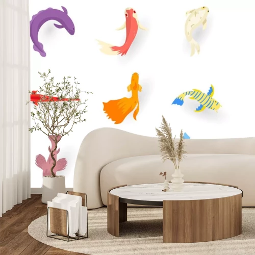 Sticker Bunte Fische mit kurzen und langen Flossen