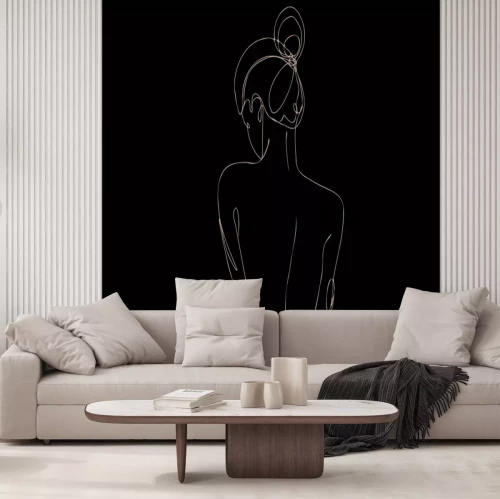 Fototapete Weibliche Silhouette im kindlichen Stil Line Art