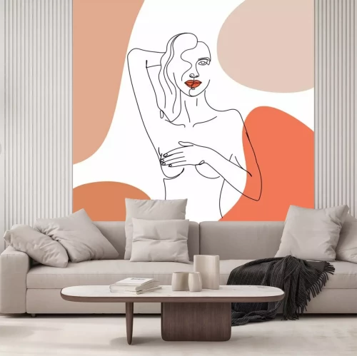 Fototapete Collage mit weiblicher Silhouette und Formen