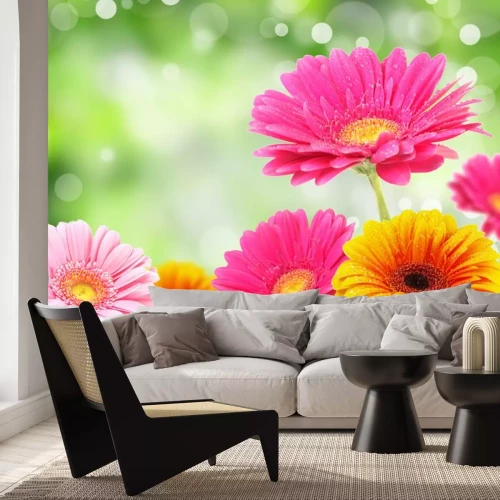 Sticker Blumen auf einer romantischen Illustration