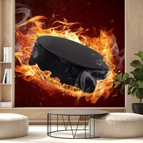 Sticker Hot Hockey Puck in Feuer Flamme